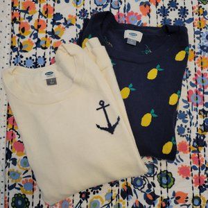 Bundle of 2 Old Navy Women's Sweaters (Lemon and Anchor Sweater)